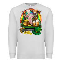 Dove Grey St. Patrick's Day farm animals on truck Premium Sweatshirt - HowdyJamesFarm