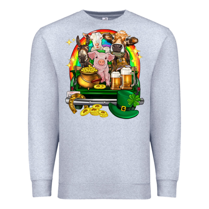 St. Patrick's Day Farm Animals On Truck Premium Sweatshirt by HowdyJamesFarm | Teevron