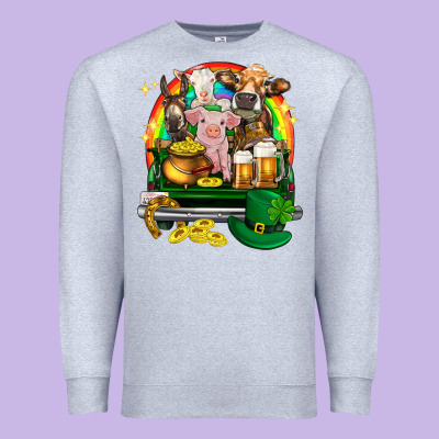 St. Patrick's Day Farm Animals On Truck Premium Sweatshirt Designed By Howdyjamesfarm