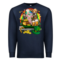 Navy St. Patrick's Day farm animals on truck Premium Sweatshirt - HowdyJamesFarm