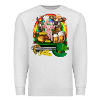Oatmeal Heather St. Patrick's Day farm animals on truck Premium Sweatshirt - HowdyJamesFarm