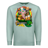 Seafoam St. Patrick's Day farm animals on truck Premium Sweatshirt - HowdyJamesFarm