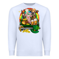 White St. Patrick's Day farm animals on truck Premium Sweatshirt - HowdyJamesFarm