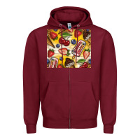 Burgundy summer ice cream with fruits Zipper Hoodie - TumblerDesignByShophia