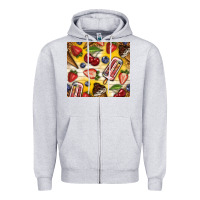 Heather Grey summer ice cream with fruits Zipper Hoodie - TumblerDesignByShophia