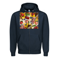 Navy summer ice cream with fruits Zipper Hoodie - TumblerDesignByShophia