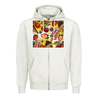 Oatmeal Heather summer ice cream with fruits Zipper Hoodie - TumblerDesignByShophia