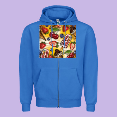 Summer Ice Cream With Fruits Zipper Hoodie Designed By Tumblerdesignbyshophia