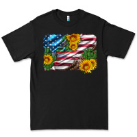 Black usa flag and sunflower serape leopard and cactus Premium Tee - Artiststas
