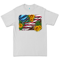 Dove Grey usa flag and sunflower serape leopard and cactus Premium Tee - Artiststas