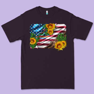 Usa Flag And Sunflower Serape Leopard And Cactus Premium Tee Designed By Artiststas