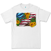 White usa flag and sunflower serape leopard and cactus Premium Tee - Artiststas