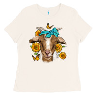 Bone sunflower bandana goat Ladies Tee - Jasminsmagicworld