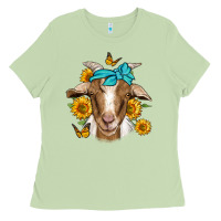 Matcha sunflower bandana goat Ladies Tee - Jasminsmagicworld