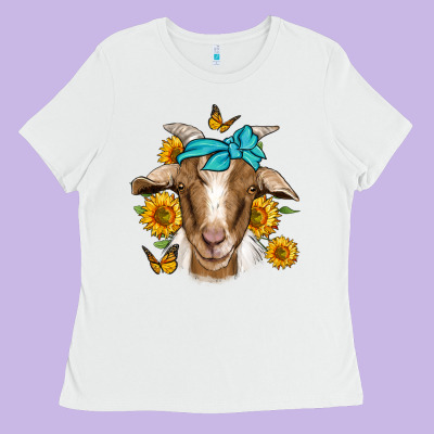 Sunflower Bandana Goat Ladies Tee Designed By Jasminsmagicworld