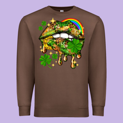 St. Patrick's Day Lips Premium Sweatshirt Designed By Howdyjamesfarm
