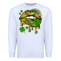 White St. Patrick's Day lips Premium Sweatshirt - HowdyJamesFarm