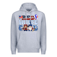Heather Grey Red white cool with gnomies 4th of july Premium Hoodie - HowdyJamesFarm