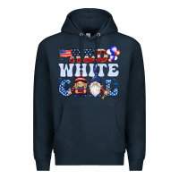 Navy Red white cool with gnomies 4th of july Premium Hoodie - HowdyJamesFarm