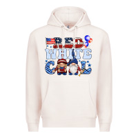 Pale Pink Red white cool with gnomies 4th of july Premium Hoodie - HowdyJamesFarm