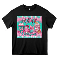 Black merry Christmas pink coffee Heavy Core Tee - Jasminsmagicworld