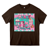 Chocolate Brown merry Christmas pink coffee Heavy Core Tee - Jasminsmagicworld