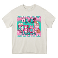 Cream merry Christmas pink coffee Heavy Core Tee - Jasminsmagicworld