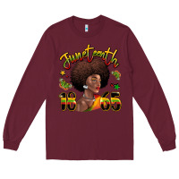 Burgundy juneteenth 1865 black woman Long Sleeve Tee - LillyAllenDesigns