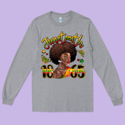 Juneteenth 1865 Black Woman Long Sleeve Tee Designed By Lillyallendesigns