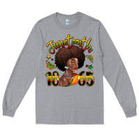Heather Grey juneteenth 1865 black woman Long Sleeve Tee - LillyAllenDesigns