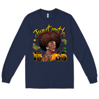 Navy juneteenth 1865 black woman Long Sleeve Tee - LillyAllenDesigns