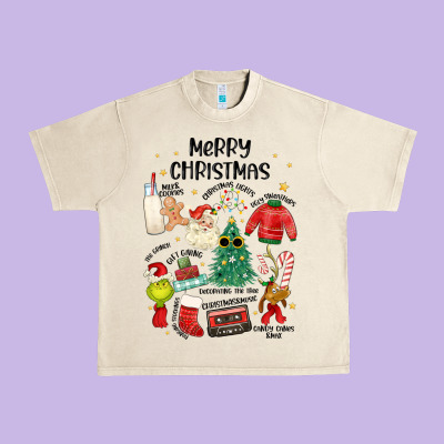 Merry Christmas Urban Heavy Tee Designed By Maliassmallbusiness