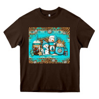 Chocolate Brown winter snowman coffee Heavy Core Tee - Jasminsmagicworld
