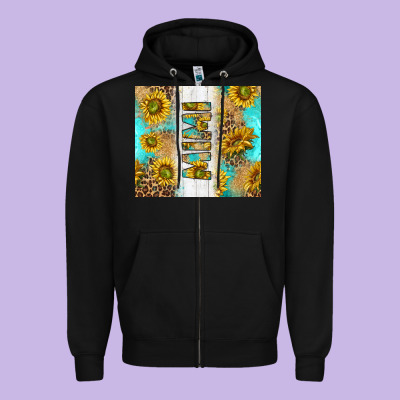 Western Mother's Day Mimi With Turquoise And Sunflowers And Leopard Tu Zipper Hoodie Designed By Tumblerdesignbyshophia