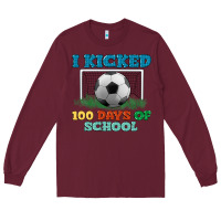 Burgundy i kicked 100 days of school Long Sleeve Tee - LillyAllenDesigns