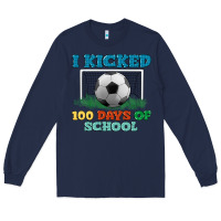 Navy i kicked 100 days of school Long Sleeve Tee - LillyAllenDesigns