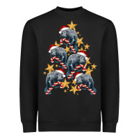 Black Christmas Tree With Manatee Heavyweight Sweatshirt - LillyAllenDesigns