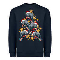 Navy Christmas Tree With Manatee Heavyweight Sweatshirt - LillyAllenDesigns