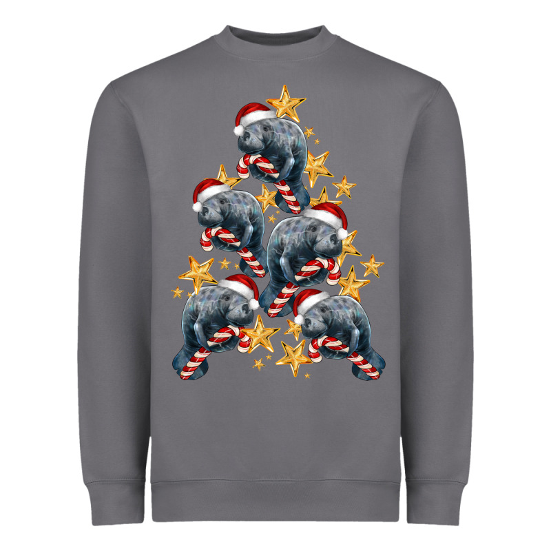 Christmas Tree With Manatee Heavyweight Sweatshirt by LillyAllenDesigns | Teevron