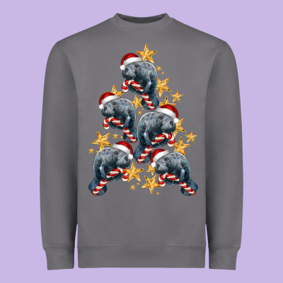 Christmas Tree With Manatee Heavyweight Sweatshirt Designed By Lillyallendesigns