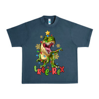 Midnight Navy tree rex trex christmas dinosaur Urban Heavy Tee - MaliasSmallBusiness