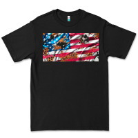 Black usa flag and leopard with wood license plate Premium Tee - Artiststas
