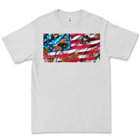 Dove Grey usa flag and leopard with wood license plate Premium Tee - Artiststas