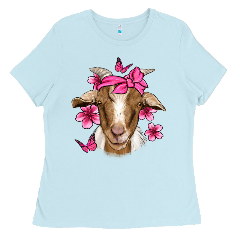Pink Floral Bandana Goat Ladies Tee by Jasminsmagicworld | Teevron