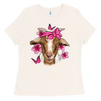 Bone pink floral bandana goat Ladies Tee - Jasminsmagicworld