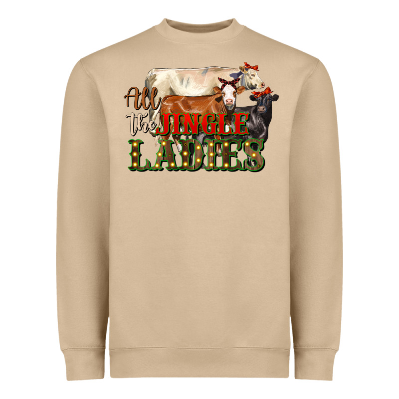 All The Jingle Ladies Christmas Cows Heavyweight Sweatshirt by LillyAllenDesigns | Teevron