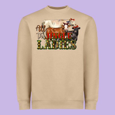 All The Jingle Ladies Christmas Cows Heavyweight Sweatshirt Designed By Lillyallendesigns