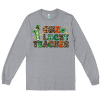 Heather Grey one lucky teacher Long Sleeve Tee - LillyAllenDesigns