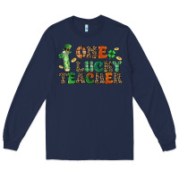 Navy one lucky teacher Long Sleeve Tee - LillyAllenDesigns
