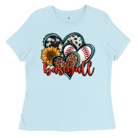 Baby Blue baseball hearts Ladies Tee - Jasminsmagicworld